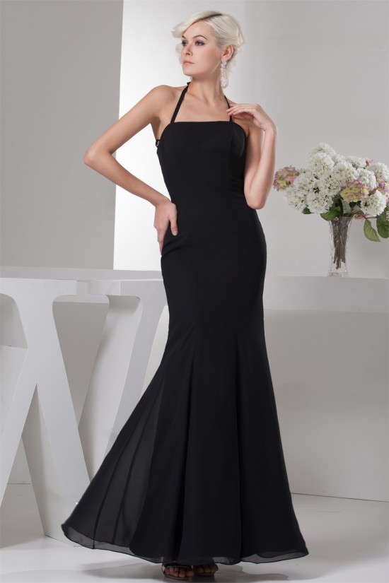 Mermaid/Trumpet Halter Pleats Chiffon Long Black Bridesmaid Dresses 02010103 Mermaid/Trumpet Halter Pleats Chiffon Long Black Bridesmaid Dresses 02010103