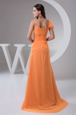Sheath/Column Ruched Spaghetti Straps Sleeveless Long Bridesmaid Dresses 02010109