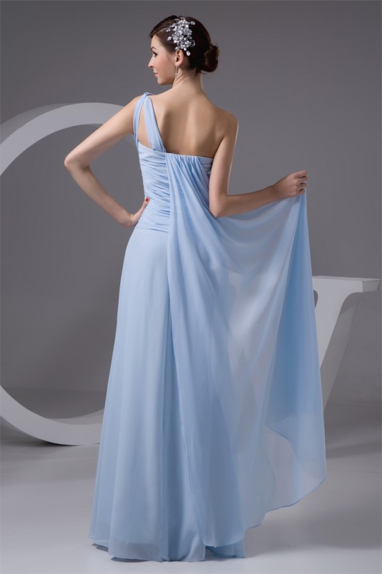 Sleeveless One-Shoulder Chiffon Long Bridesmaid Dresses 02010113