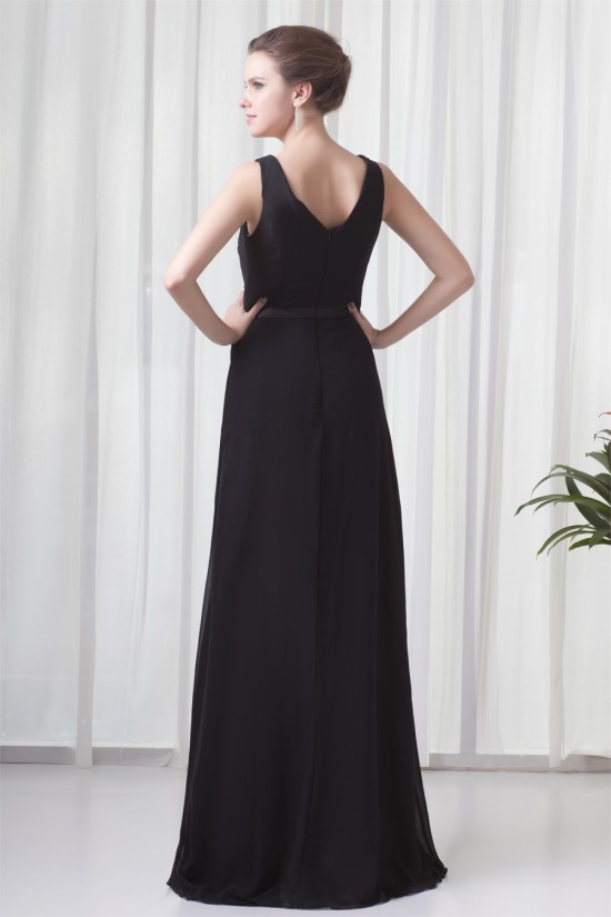 A-Line Chiffon Elastic Woven Satin Brush Sweep Train Long Black Bridesmaid Dresses 02010119 A-Line Chiffon Elastic Woven Satin Brush Sweep Train Long Black Bridesmaid Dresses 02010119