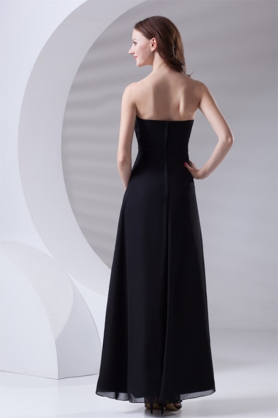 Ankle-Length Sleeveless Chiffon Sweetheart Long Black Bridesmaid Dresses 02010133 Ankle-Length Sleeveless Chiffon Sweetheart Long Black Bridesmaid Dresses 02010133