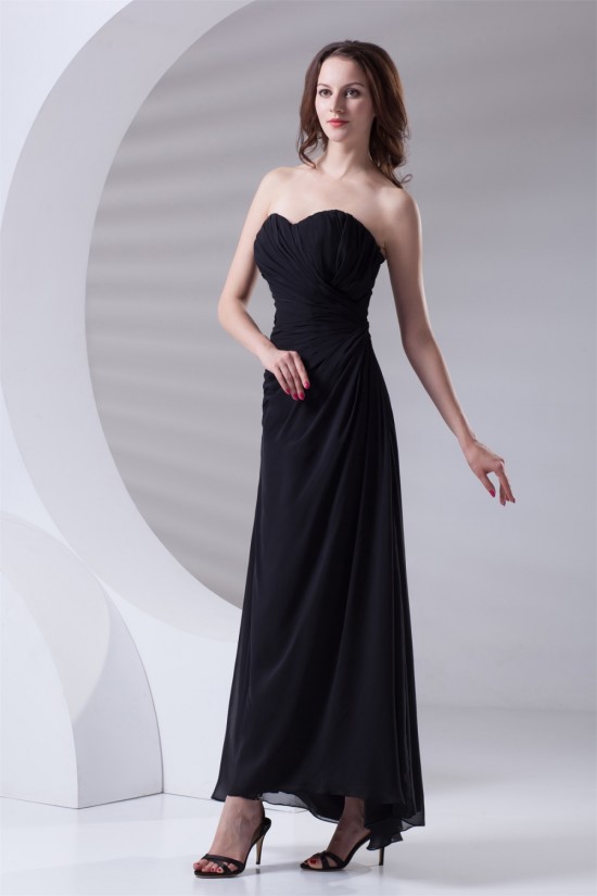 Ankle-Length Sleeveless Chiffon Sweetheart Long Black Bridesmaid Dresses 02010133 Ankle-Length Sleeveless Chiffon Sweetheart Long Black Bridesmaid Dresses 02010133