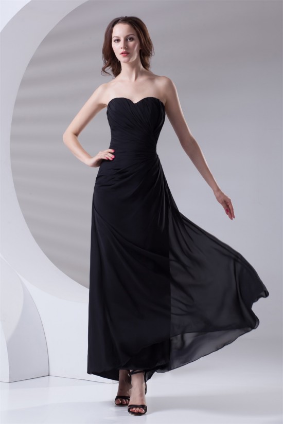 Ankle-Length Sleeveless Chiffon Sweetheart Long Black Bridesmaid Dresses 02010133 Ankle-Length Sleeveless Chiffon Sweetheart Long Black Bridesmaid Dresses 02010133