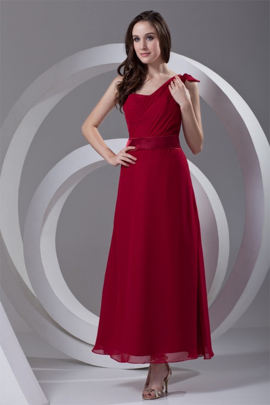 A-Line Chiffon Bows Strapless One-Shoulder Long Red Bridesmaid Dresses 02010141 A-Line Chiffon Bows Strapless One-Shoulder Long Red Bridesmaid Dresses 02010141