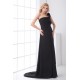 Hot Selling Chiffon One-Shoulder Long Black Bridesmaid Dresses 02010143