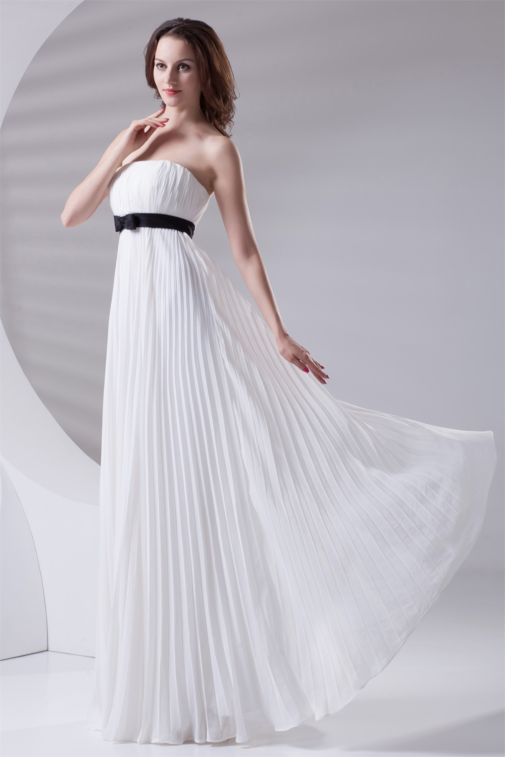 Strapless Chiffon Full Length Dresses White Plus Size