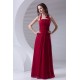 A-Line Halter Sleeveless Ruched Chiffon Long Red Bridesmaid Dresses 02010165