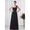 One-Shoulder Sleeveless Criss Cross Floor-Length Long Black Chiffon Bridesmaid Dresses 02010175