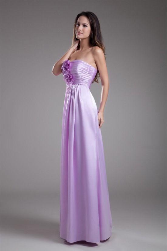 Sleeveless Handmade Flowers Elastic Woven Satin Bridesmaid Dresses 02010190 Sleeveless Handmade Flowers Elastic Woven Satin Bridesmaid Dresses 02010190