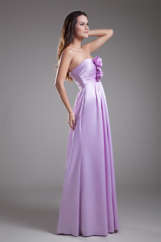 Sleeveless Handmade Flowers Elastic Woven Satin Bridesmaid Dresses 02010190 Sleeveless Handmade Flowers Elastic Woven Satin Bridesmaid Dresses 02010190