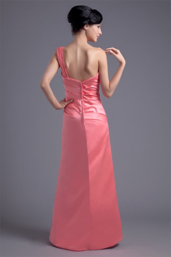 Sleeveless One-Shoulder Beading Satin A-Line Long Bridesmaid Dresses 02010191 Sleeveless One-Shoulder Beading Satin A-Line Long Bridesmaid Dresses 02010191
