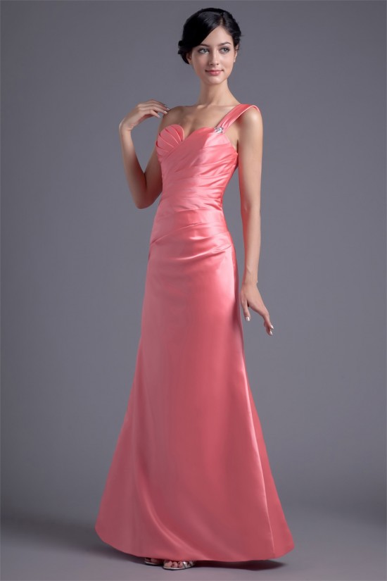 Sleeveless One-Shoulder Beading Satin A-Line Long Bridesmaid Dresses 02010191 Sleeveless One-Shoulder Beading Satin A-Line Long Bridesmaid Dresses 02010191