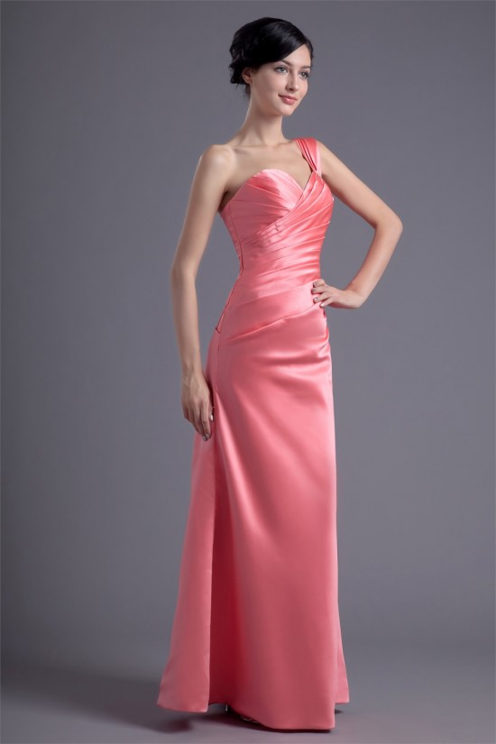 Sleeveless One-Shoulder Beading Satin A-Line Long Bridesmaid Dresses 02010191 Sleeveless One-Shoulder Beading Satin A-Line Long Bridesmaid Dresses 02010191