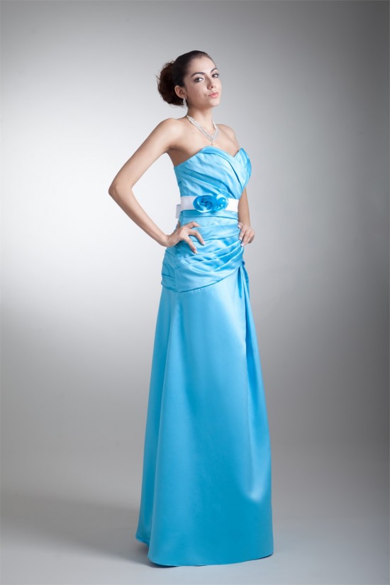A-Line Floor-Length Sleeveless Satin Handmade Flowers Long Bridesmaid Dresses 02010194 A-Line Floor-Length Sleeveless Satin Handmade Flowers Long Bridesmaid Dresses 02010194