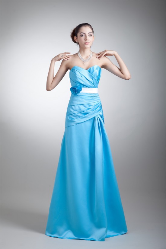 A-Line Floor-Length Sleeveless Satin Handmade Flowers Long Bridesmaid Dresses 02010194 A-Line Floor-Length Sleeveless Satin Handmade Flowers Long Bridesmaid Dresses 02010194