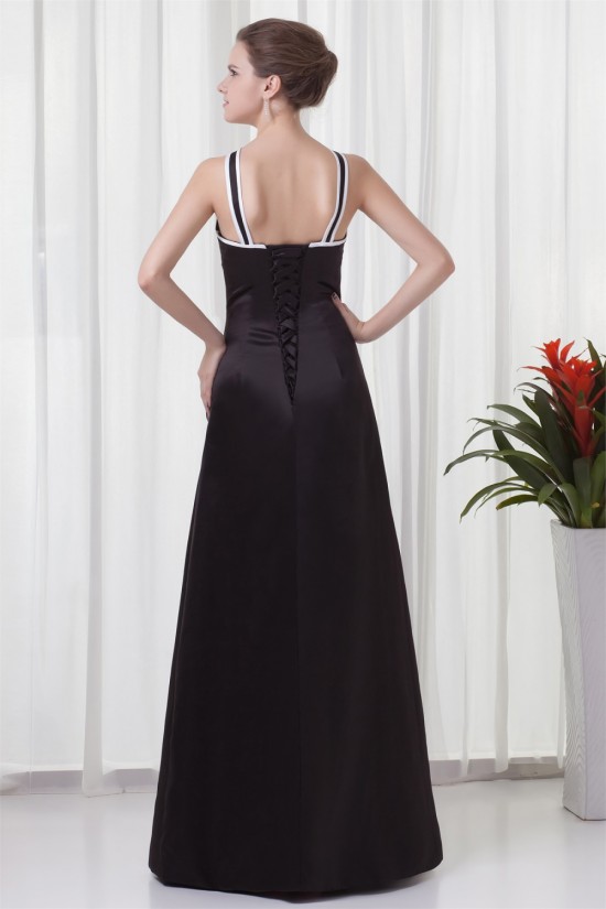 Sleeveless V-Neck Trimmed A-Line Satin Floor-Length Bridesmaid Dresses 02010202 Sleeveless V-Neck Trimmed A-Line Satin Floor-Length Bridesmaid Dresses 02010202