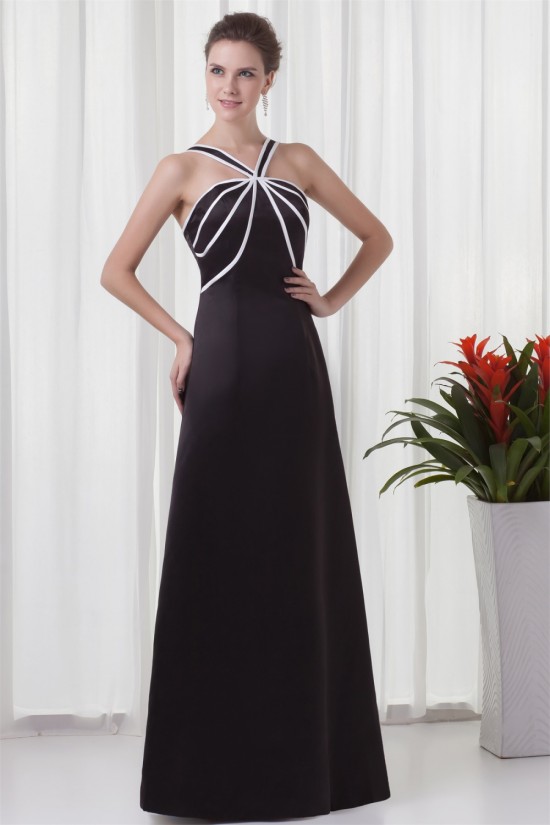 Sleeveless V-Neck Trimmed A-Line Satin Floor-Length Bridesmaid Dresses 02010202 Sleeveless V-Neck Trimmed A-Line Satin Floor-Length Bridesmaid Dresses 02010202
