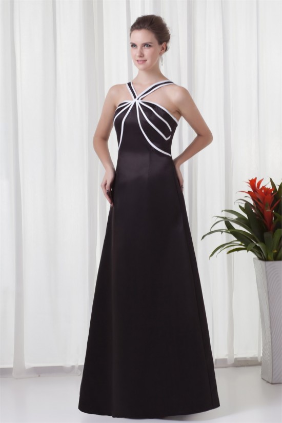 Sleeveless V-Neck Trimmed A-Line Satin Floor-Length Bridesmaid Dresses 02010202 Sleeveless V-Neck Trimmed A-Line Satin Floor-Length Bridesmaid Dresses 02010202