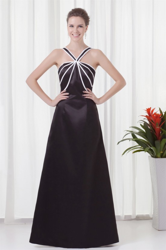 Sleeveless V-Neck Trimmed A-Line Satin Floor-Length Bridesmaid Dresses 02010202 Sleeveless V-Neck Trimmed A-Line Satin Floor-Length Bridesmaid Dresses 02010202