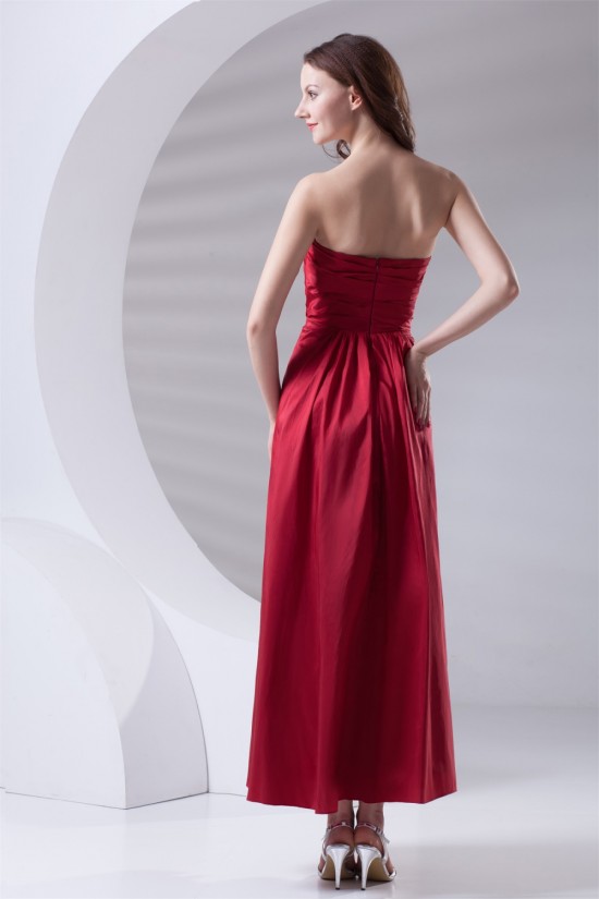 Soft Sweetheart A-Line Pleats Taffeta Sleeveless Long Red Bridesmaid Dresses 02010203 Soft Sweetheart A-Line Pleats Taffeta Sleeveless Long Red Bridesmaid Dresses 02010203