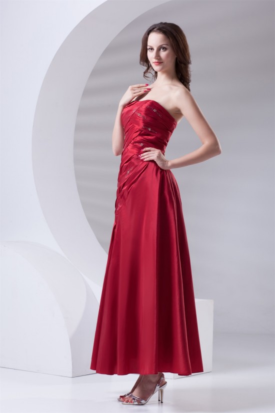 Soft Sweetheart A-Line Pleats Taffeta Sleeveless Long Red Bridesmaid Dresses 02010203 Soft Sweetheart A-Line Pleats Taffeta Sleeveless Long Red Bridesmaid Dresses 02010203