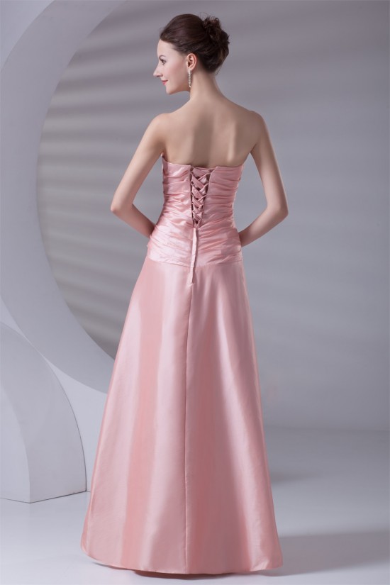 A-Line Strapless Ruched Sleeveless Long Taffeta Bridesmaid Dresses 02010208 A-Line Strapless Ruched Sleeveless Long Taffeta Bridesmaid Dresses 02010208