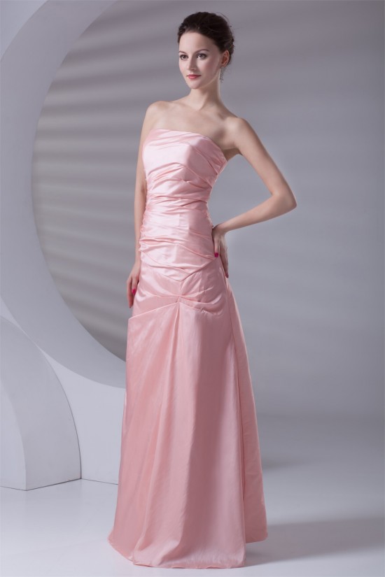 A-Line Strapless Ruched Sleeveless Long Taffeta Bridesmaid Dresses 02010208 A-Line Strapless Ruched Sleeveless Long Taffeta Bridesmaid Dresses 02010208