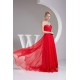 A-Line Sweetheart Beaded Long Red Chiffon Bridesmaid Dresses 02010220