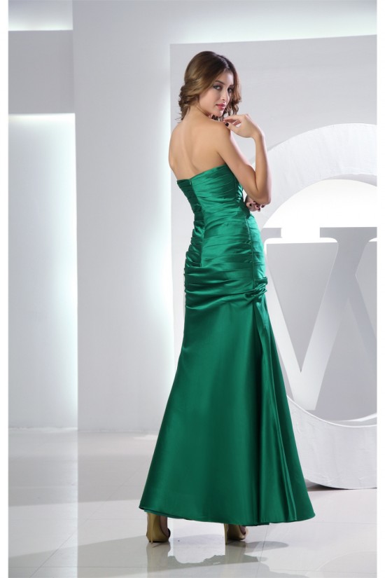Sleeveless Sweetheart Satin Ruched Ankle-Length Long Green Bridesmaid Dresses 02010232 Sleeveless Sweetheart Satin Ruched Ankle-Length Long Green Bridesmaid Dresses 02010232