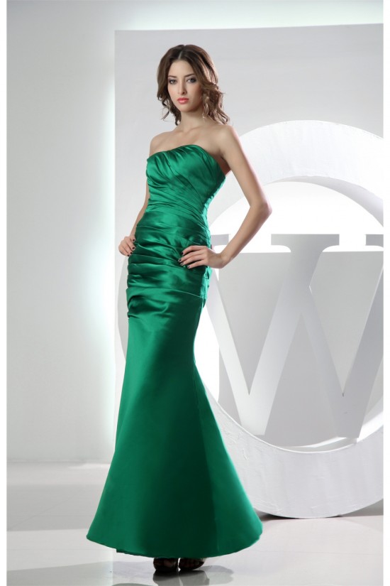 Sleeveless Sweetheart Satin Ruched Ankle-Length Long Green Bridesmaid Dresses 02010232 Sleeveless Sweetheart Satin Ruched Ankle-Length Long Green Bridesmaid Dresses 02010232