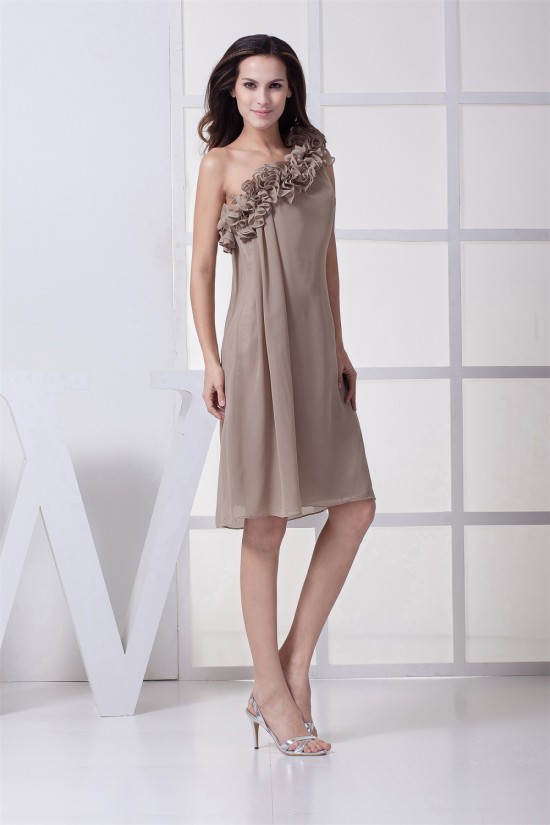 Chiffon Ruffles Knee-Length One-Shoulder Short Bridesmaid Dresses 02010272 Chiffon Ruffles Knee-Length One-Shoulder Short Bridesmaid Dresses 02010272