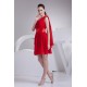 A-Line V-Neck Short Red Chiffon Bridesmaid Dresses 02010276