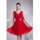 A-Line V-Neck Short Red Chiffon Bridesmaid Dresses 02010276