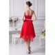 A-Line Halter Chiffon Asymmetrical Beaded Short Red Bridesmaid Dresses 02010293