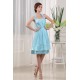 A-Line Sleeveless Ruffles Knee-Length Halter Short Blue Bridesmaid Dresses 02010322 A-Line Sleeveless Ruffles Knee-Length Halter Short Blue Bridesmaid Dresses 02010322