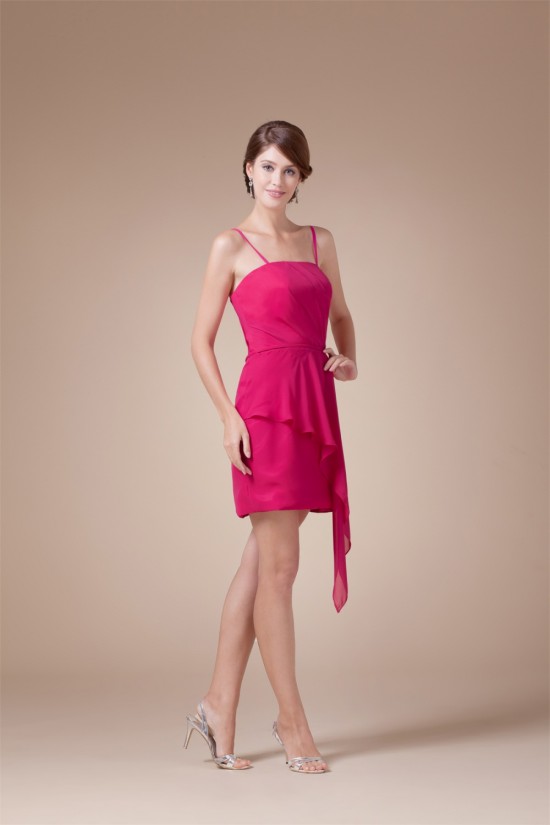 Ruffles Sheath/Column Spaghetti Strap Short/Mini Sleeveless Bridesmaid Dresses 02010326 Ruffles Sheath/Column Spaghetti Strap Short/Mini Sleeveless Bridesmaid Dresses 02010326