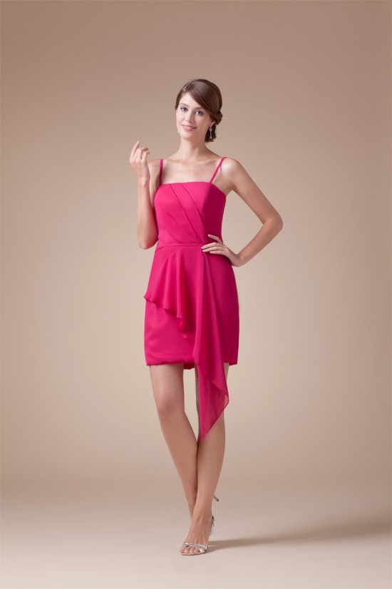 Ruffles Sheath/Column Spaghetti Strap Short/Mini Sleeveless Bridesmaid Dresses 02010326 Ruffles Sheath/Column Spaghetti Strap Short/Mini Sleeveless Bridesmaid Dresses 02010326