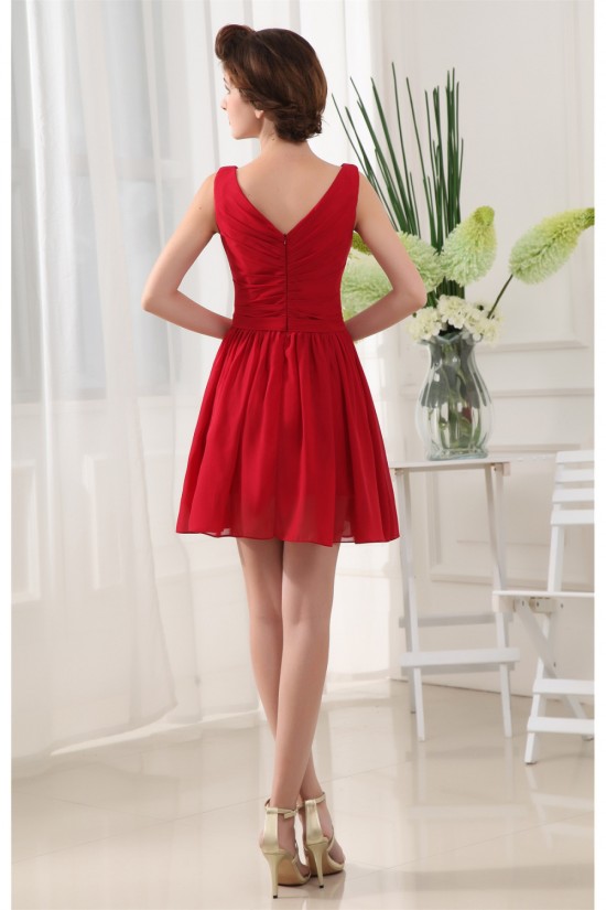 A-Line Ruffles V-Neck Chiffon Short Red Bridesmaid Dresses 02010328 A-Line Ruffles V-Neck Chiffon Short Red Bridesmaid Dresses 02010328