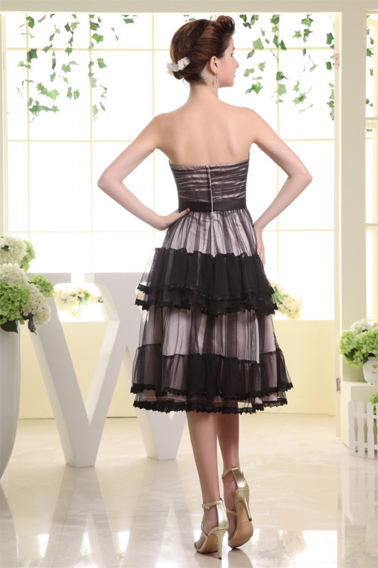 Satin Fine Netting A-Line Sleeveless Sweetheart Bridesmaid Dresses 02010329