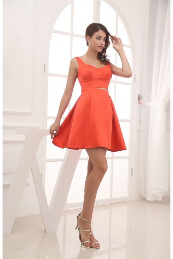 Satin Sleeveless Straps A-Line Short/Mini Bridesmaid Dresses 02010332 Satin Sleeveless Straps A-Line Short/Mini Bridesmaid Dresses 02010332