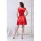 Scoop Short/Mini Ruffles A-Line Capped Sleeves Bridesmaid Dresses 02010336