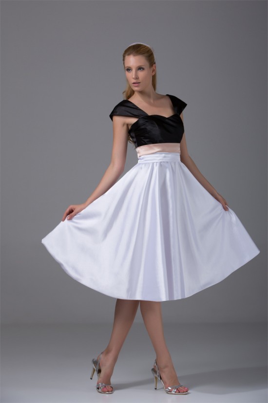 A-Line Silk like Satin Sweetheart Sleeveless Short Bridesmaid Dresses 02010363