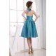 Sleeveless Taffeta Bows Halter Knee-Length Short Bridesmaid Dresses 02010370