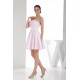 A-Line Ruffles Satin Soft Sweetheart Short/Mini Pink Bridesmaid Dresses 02010397