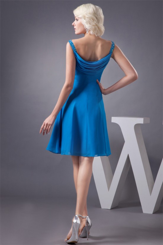 A-Line Knee-Length Short Blue Chiffon Beading Best Bridesmaid Dresses 02010398 A-Line Knee-Length Short Blue Chiffon Beading Best Bridesmaid Dresses 02010398