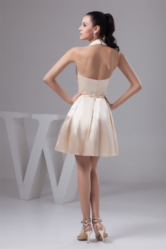 Beautiful Knee-Length Halter Silk like Satin Pleats Bridesmaid Dresses 02010403 Beautiful Knee-Length Halter Silk like Satin Pleats Bridesmaid Dresses 02010403