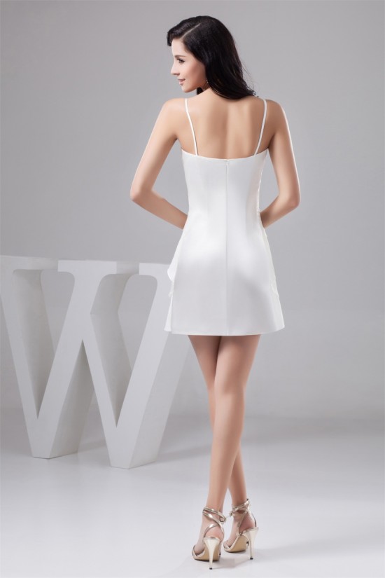 Bows Spaghetti Straps Silk like Satin Short White Bridesmaid Dresses 02010404 Bows Spaghetti Straps Silk like Satin Short White Bridesmaid Dresses 02010404
