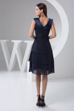 Chiffon Knee-Length Sleeveless V-Neck A-Line Bridesmaid Dresses 02010405