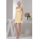 Chiffon Spaghetti Straps Short Yellow Bridesmaid Dresses 02010407