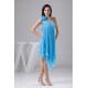 Handmade Flowers Ruffled Chiffon Short Blue Bridesmaid Dresses 02010412
